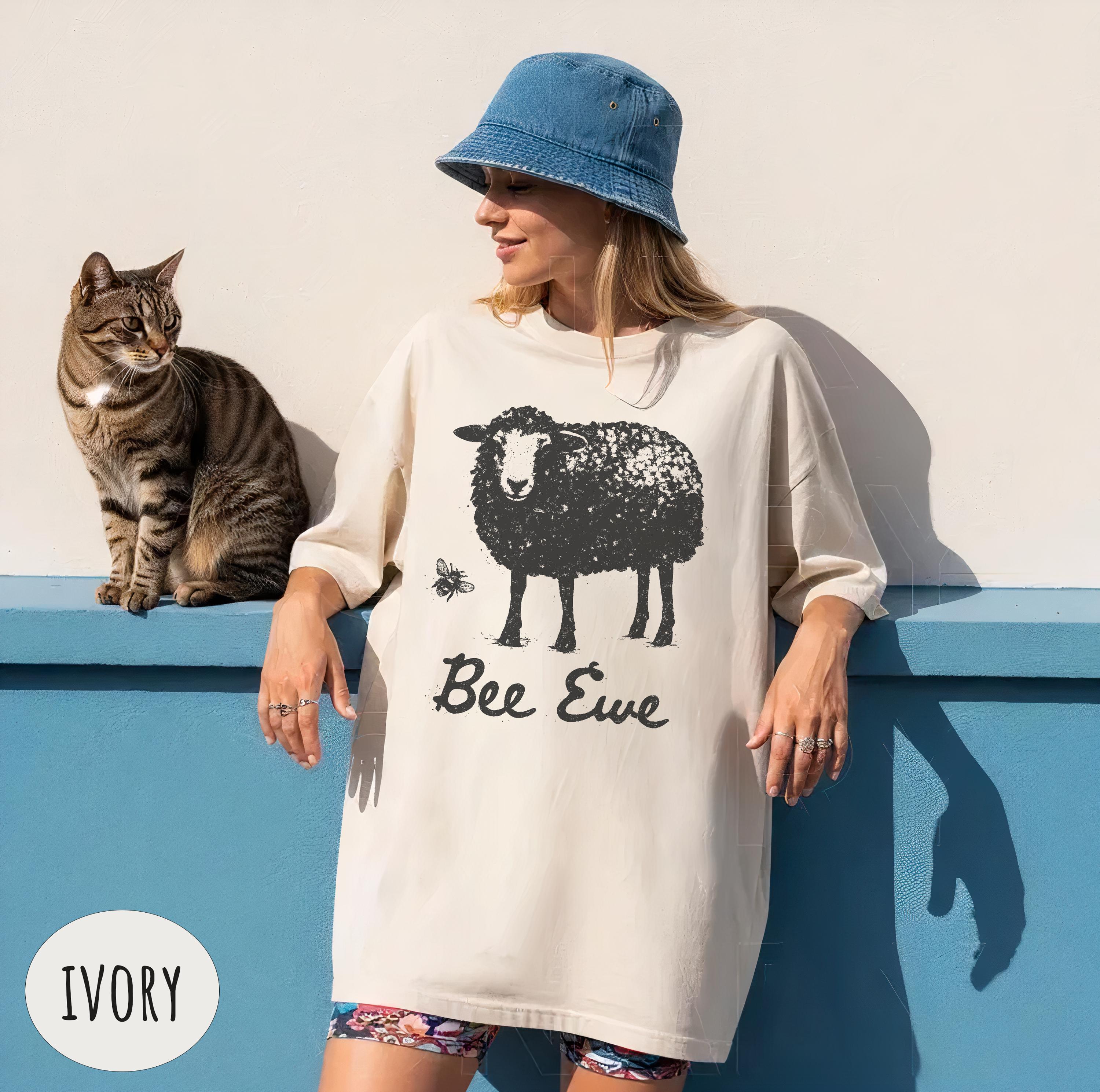 

2026 Summer Retro Womens Funny Sheep Pun TShirt Unisex Cotton and Breathable Short Sleeve Oversized Loose Casual S