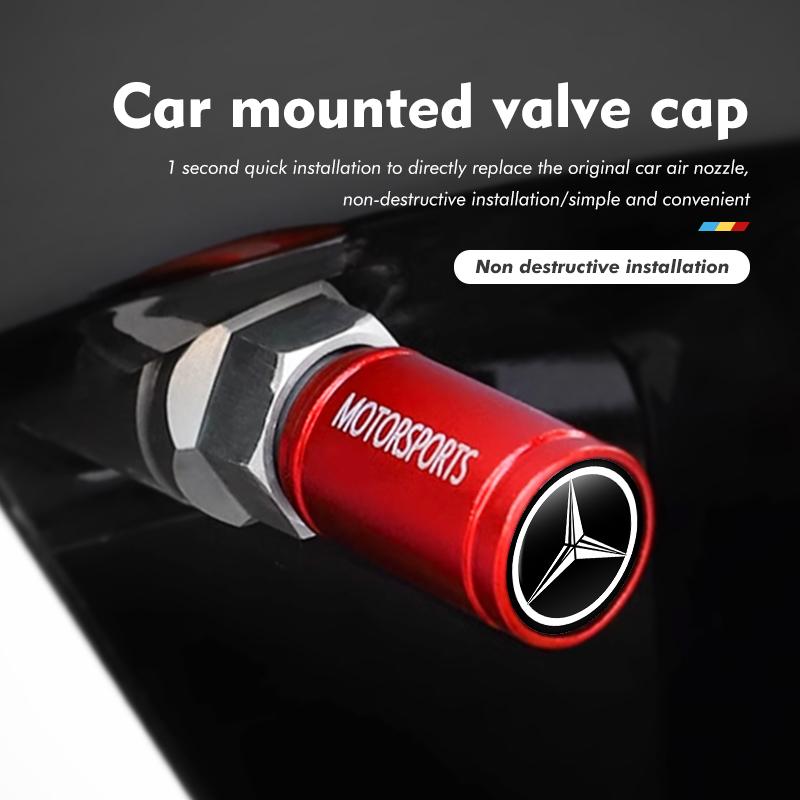 BENZ Aluminium Car Wheel Tire Valve Air Caps Stem Cover Dustproof For Mercedes Benz W202 W212 W126 W140 W168 W177 CLS GLE GLC GLS CLA