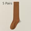 5 Pairs of Female Spring and Autumn Pure Cotton No Trace But Knee Long Leg Socks