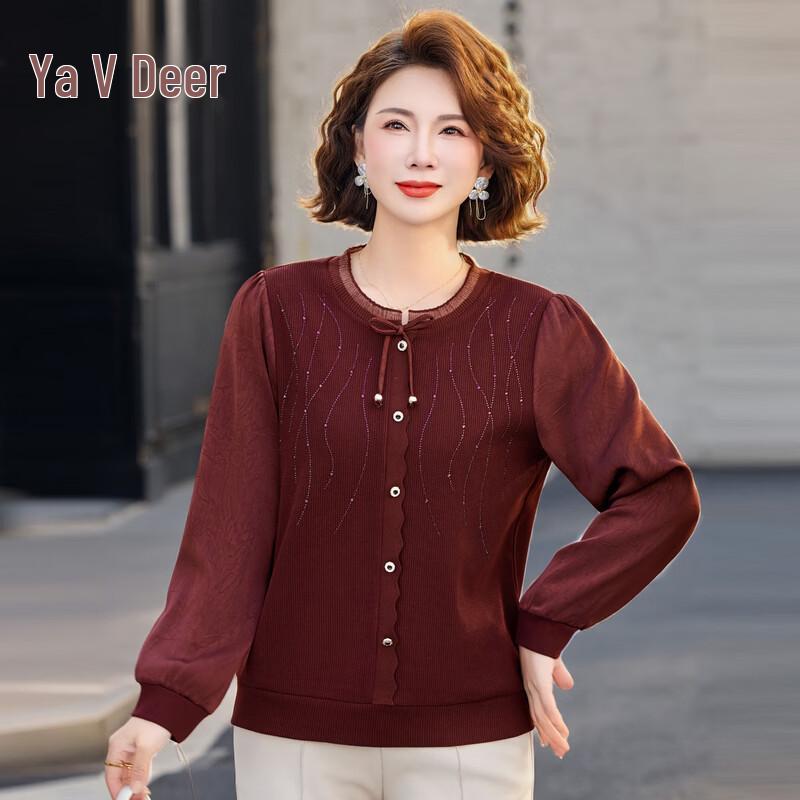 Женский весенний топ Yalu из шифона и трикотажа с длинным рукавом XL