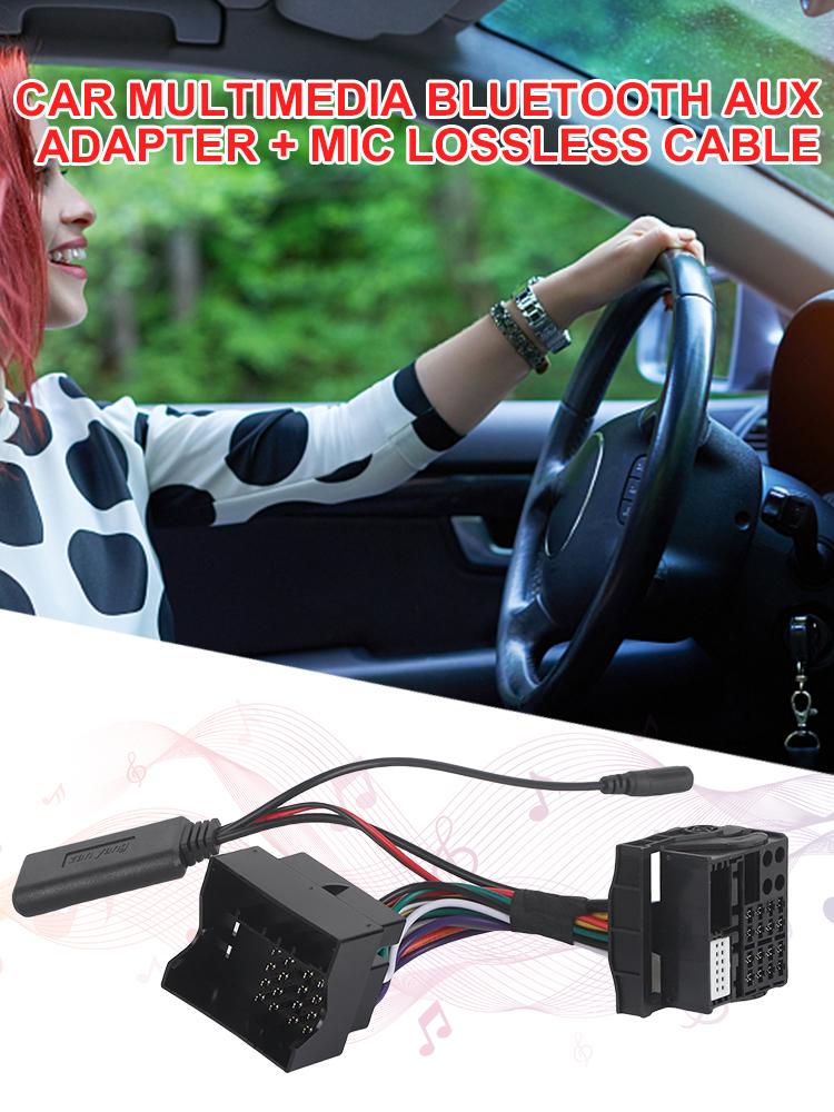 Car Stereo Audio Harness Cable Aux Adapter Harness Wire with Microphone Car Stereo Radio Plug Harness for VW Passat Jetta Touran