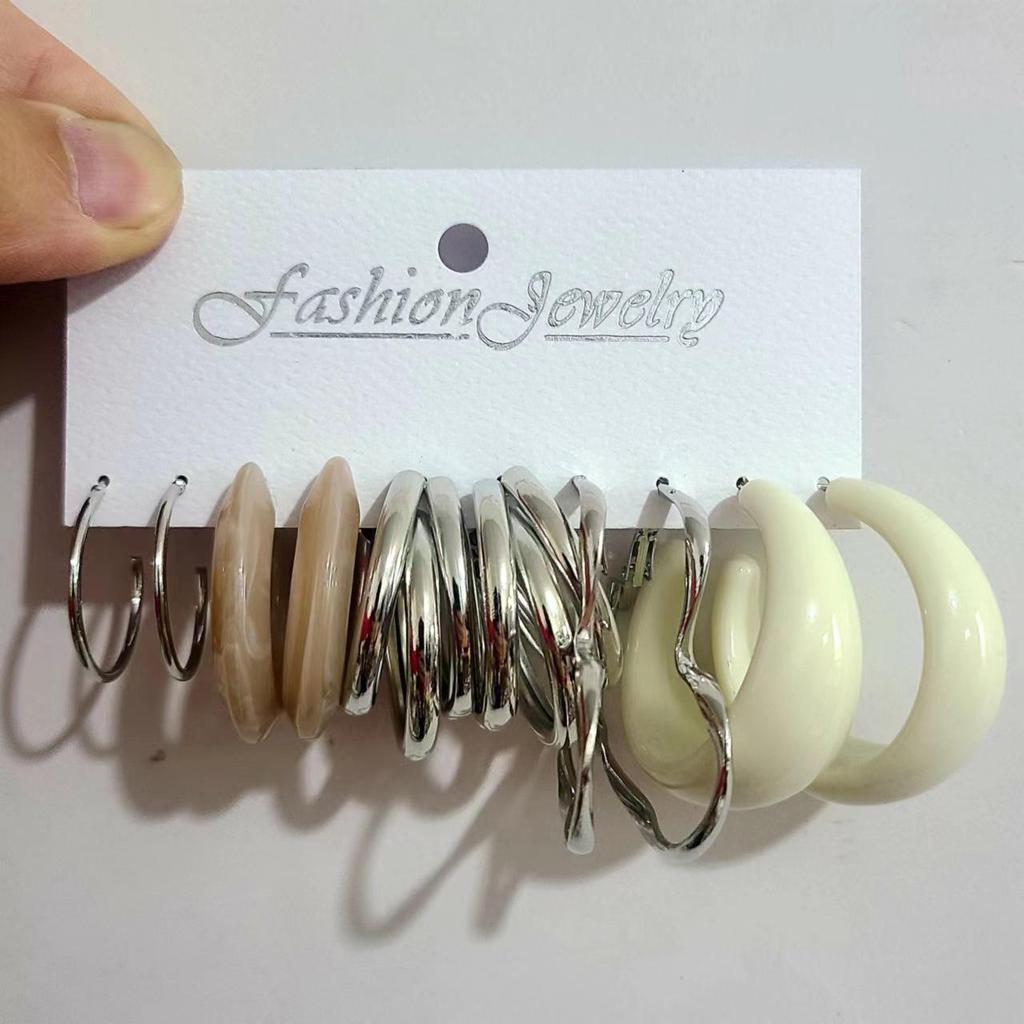 Gold-Pearl Punk Hoop Earrings Set for Women