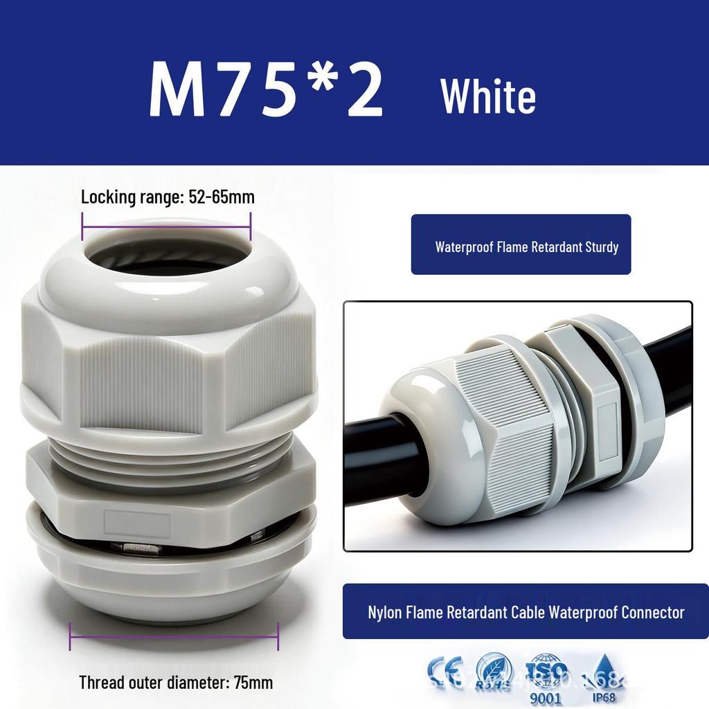 Nylon Waterproof Cable Connector Gland, M/PG Type, Flame Retardant, Sealed Threaded