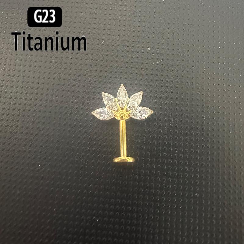 ASTM F136 Titanium 16G Marquise CZ Screw Flat Back Vertical Helix Piercing Ear Cartilage Stud Earrings G23 Titanium Body Jewelry