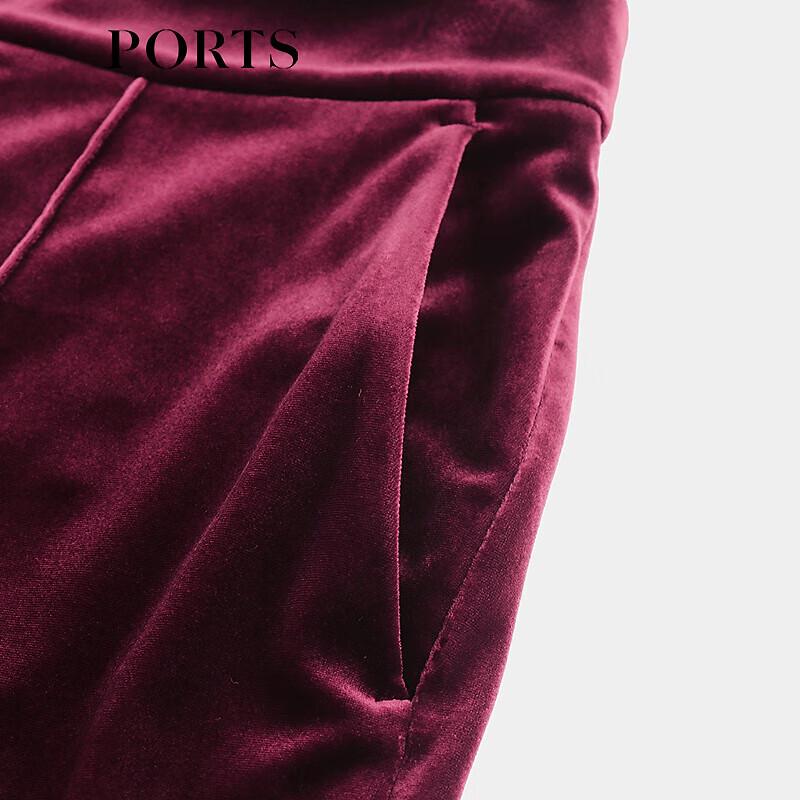 PORTS Women's Burgundy Velvet Straight-Leg Casual Pants