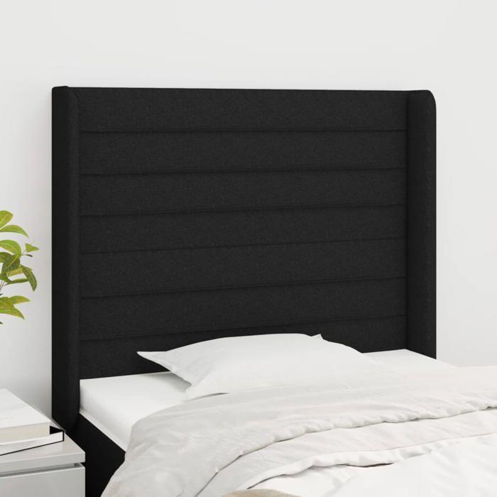 Maison Exclusive - Tête de lit avec oreilles Noir 103x16x118/128 cm Tissu