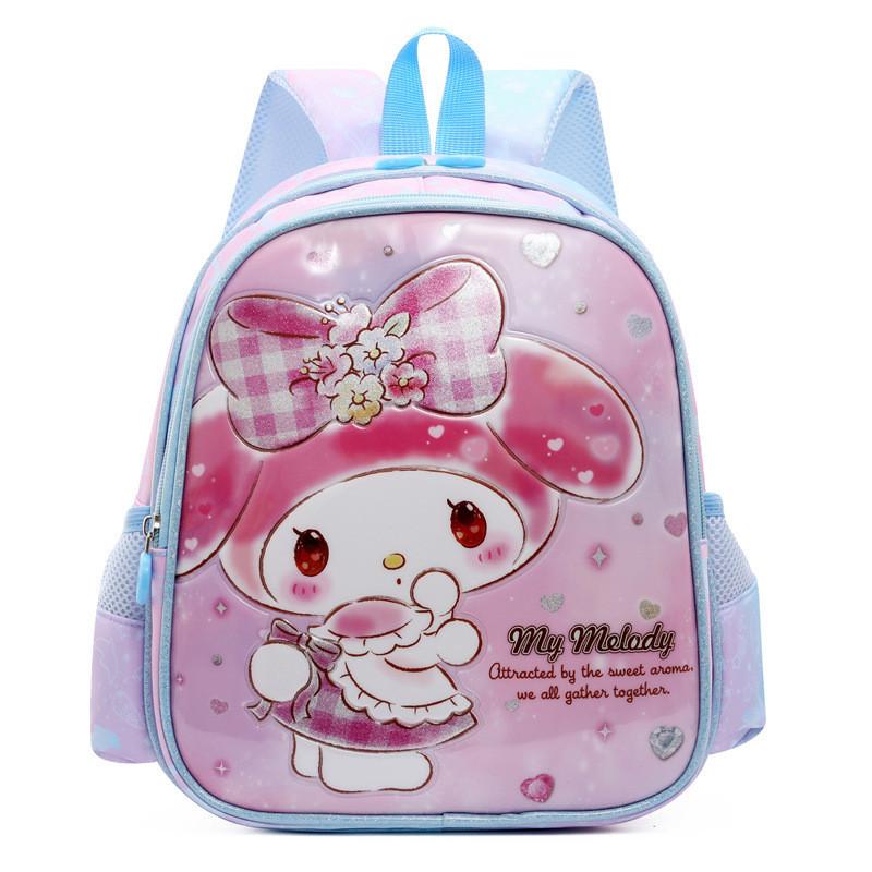 Adorable Cartoon Children Backpack Cute Kuromi And My Melody Design For Girls Blue