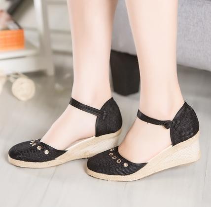 Heeled Sandals Women Wedges Espadrilles Summer Shoes Ladies Comfort Casual Closed Toe Sandal Pumps Heels Party Shoes Footwear