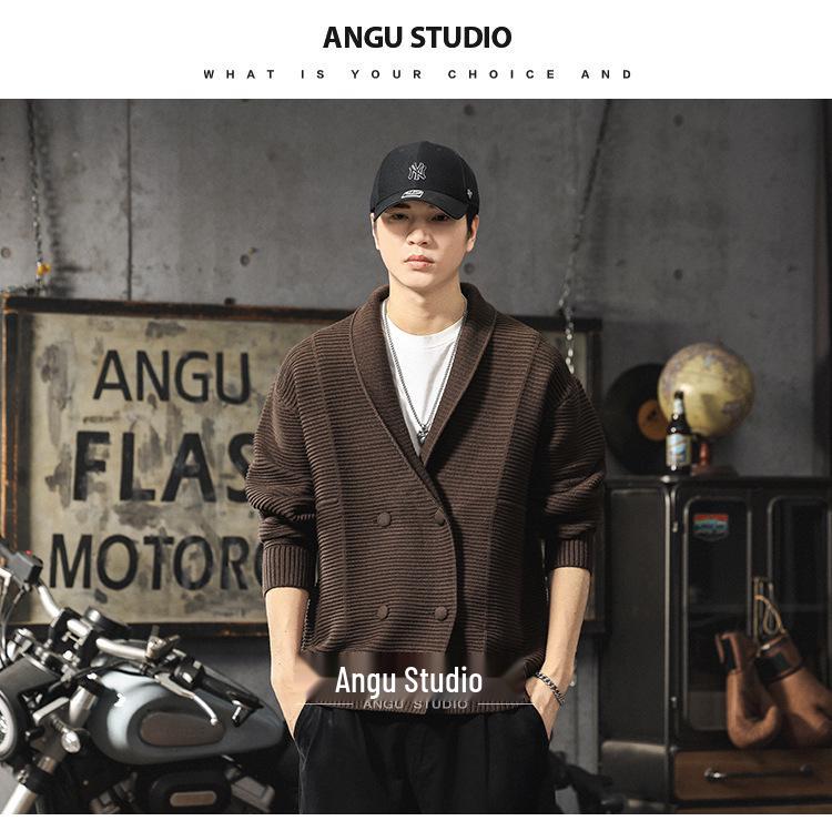 Men's Luxury Double-Breasted Thick Knit Cardigan - Autumn/Winter Loose Warm Sweater Coat
