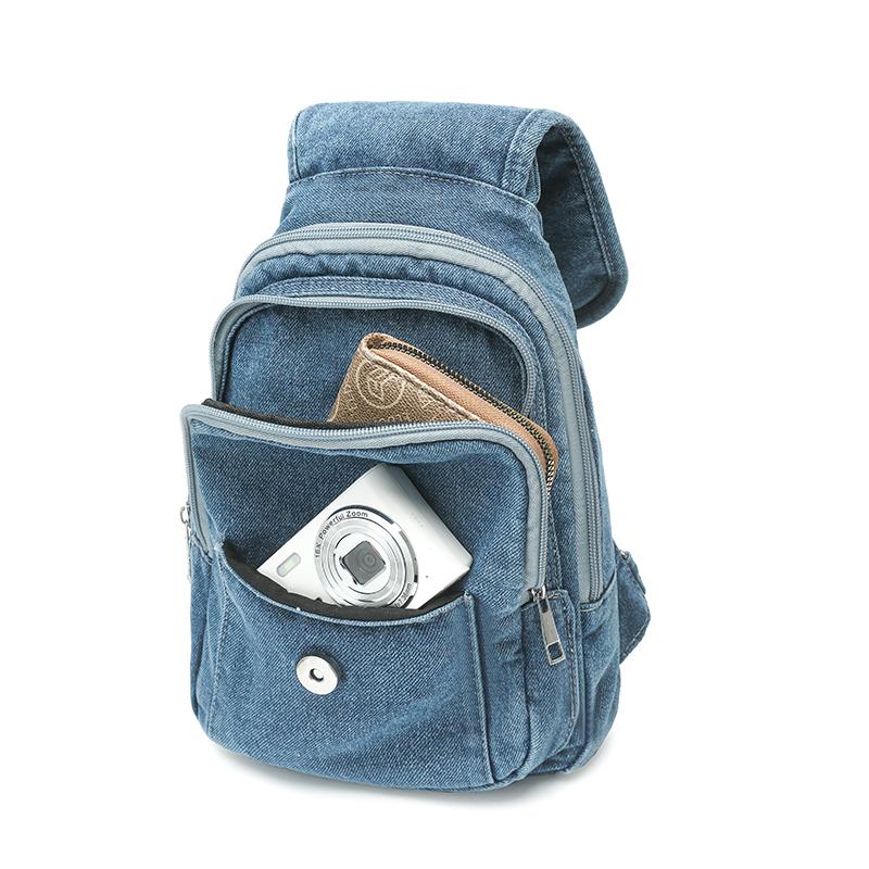 Zaino Borsa a Tracolla da Donna Borsa da Petto Multiuso Zaino in Denim All-match