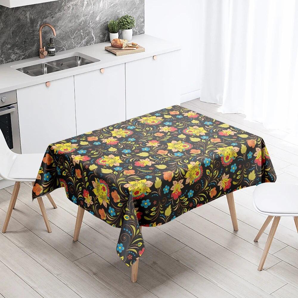 Colorful Flower Tablecloth Natural Scenery Anti-Stain Waterproof Rectangular Kitchen Dining Table Home Decoration