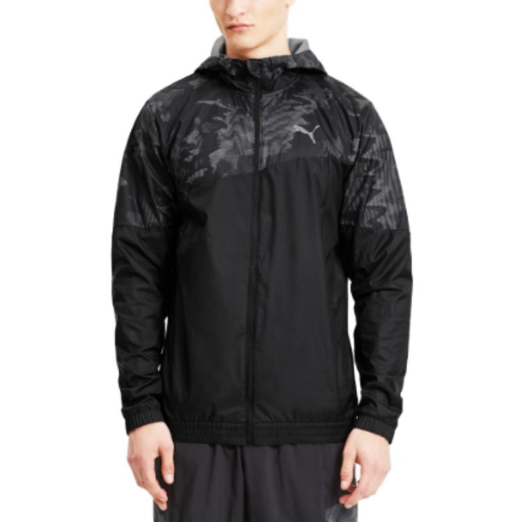 PUMA Camo Print Hooded Zip Jacket Men jackets Black 519377-05