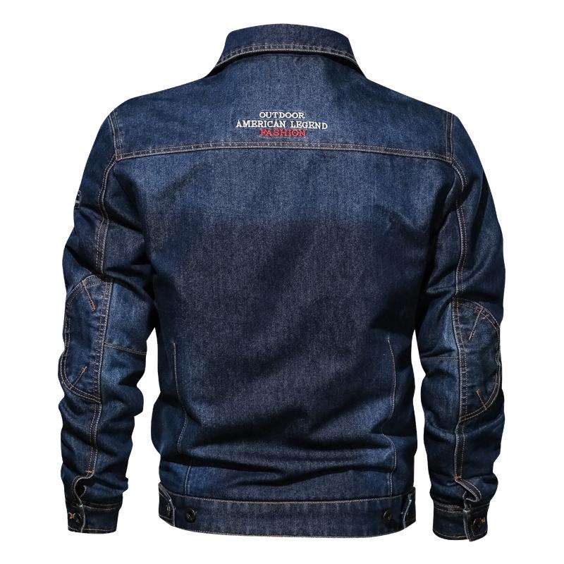 Casual Men's Denim Jacket, Plus Size Men's Multi-pocket Lapel Jacket