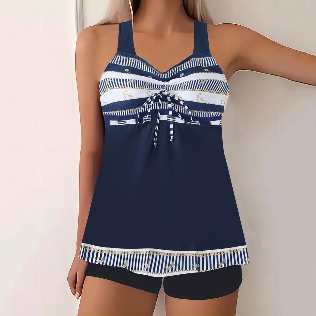 European-American Printed Spring Bikini 2025: Conservative Skirt-Style Women's Swimsuit.