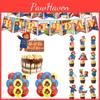 Party Bear Birthday Decor Set Banner Cake Toppers Balloons Pull Flag