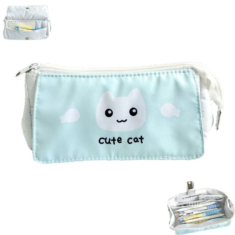 Cartoon Cute Cat Pencil Case Large Capacity Multi-layer Pen Bags Student Stationery Organizer Gifts