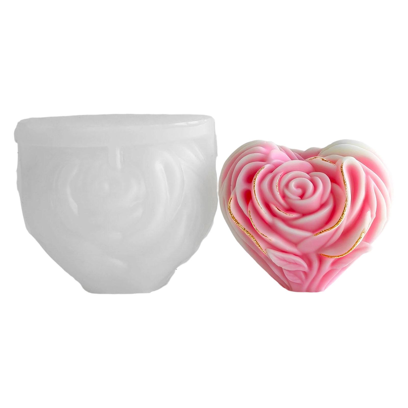 Rose Heart Shape Silicone Candle Molds Easy Demolding for Making Candle Soap Multipurpose Silicone Mould for Epoxy Resin