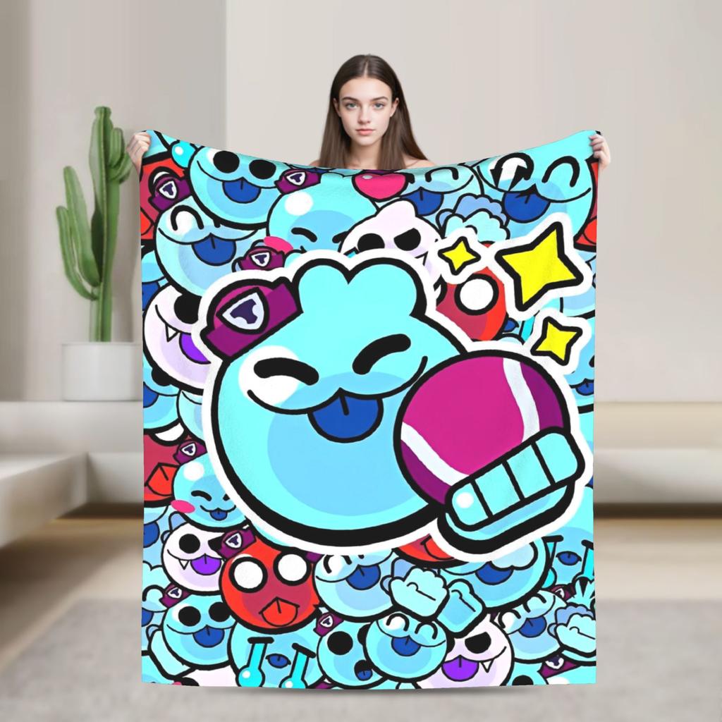 Emz Spike Squeak-Brawlld Blankets Cartoon Game Flannel Funny Warm Throw Blanket for Home Summer