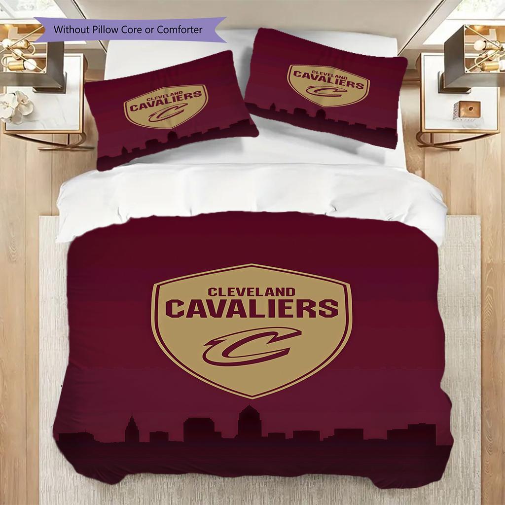 Cleveland Cavaliers Team Spirit Three-piece set(1 * duvet cover + 2 * pillowcase, without core) Duvet cover and pillowcase Christmas birthday gift