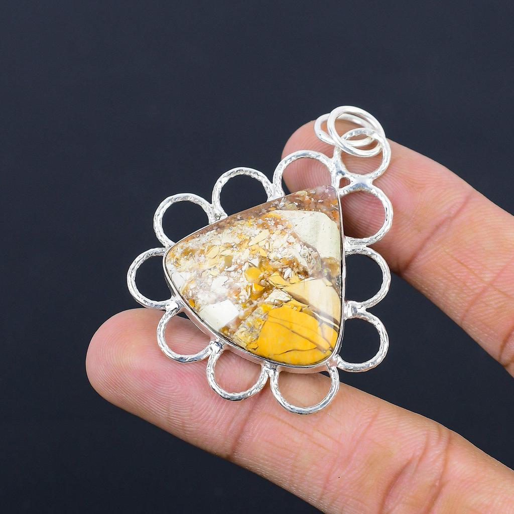 Friendship Day Sale Natural Brecciated Mookaite Pendant Jewelry Sterling Silver