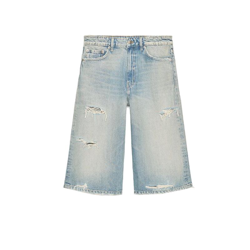

Новая осенняя женская одежда Модные трендовые шорты из свободного денима, украшенные перфорацией, универсальные повседневные шорты 5252204 Blue L