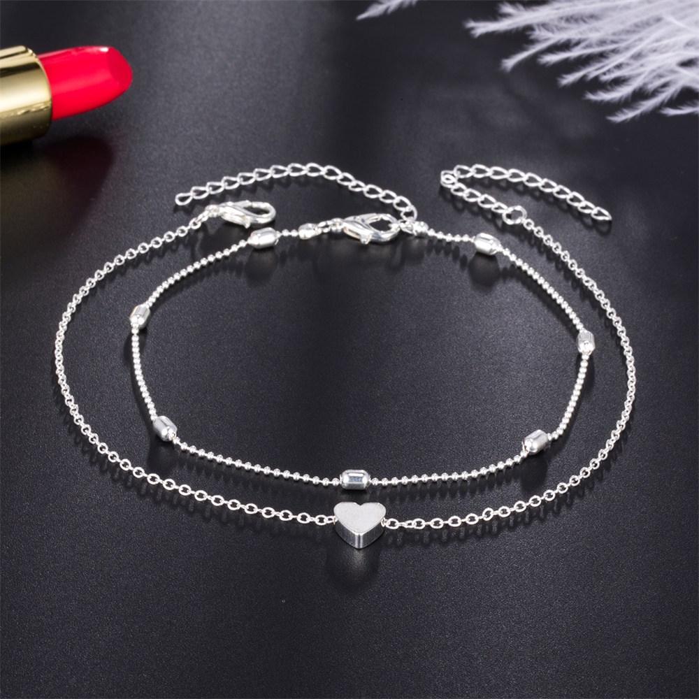 Summer Beach New Chain Heart Anklet Women Bohemian Gold Sandy Foot Orgaments