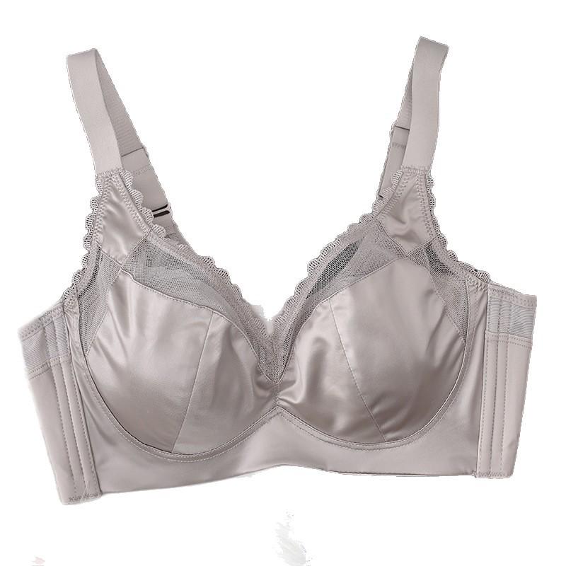 High-End Satin Plus Size Anti-Sagging Bra with Side Support