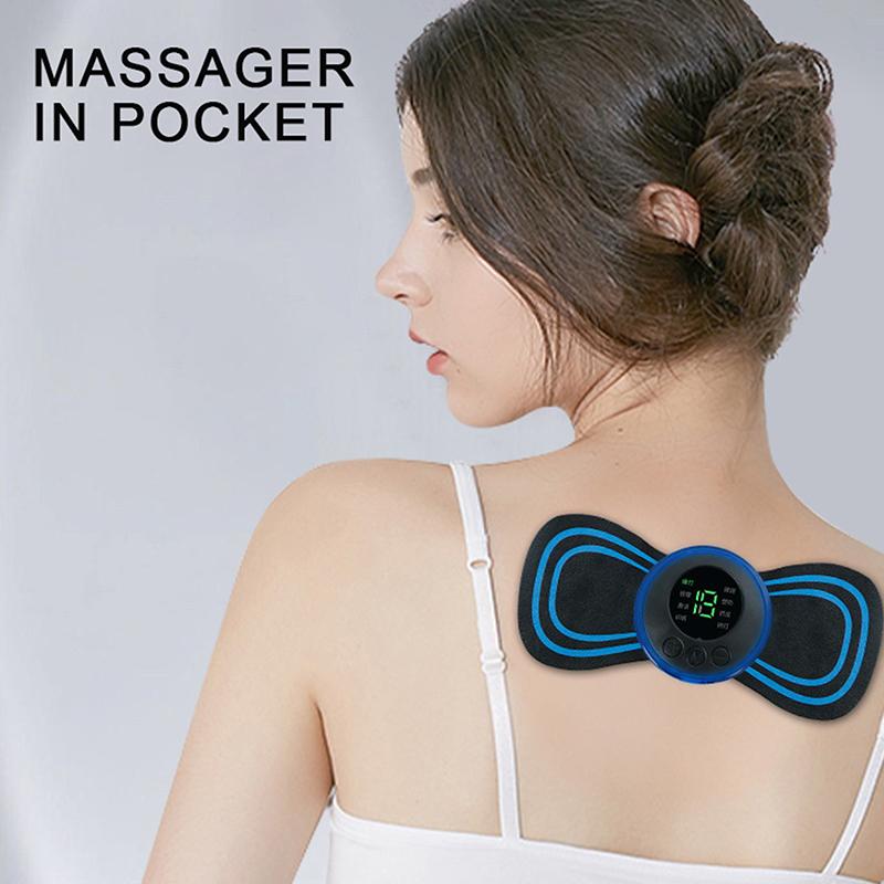 Portable Ems Neck Massager With 8 Modes And Lcd Display Perfect For Neck Back Muscle Pain Relief Home Office Travel