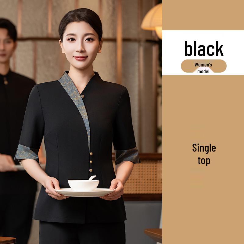 Damen-Kurzarm-Kellneruniform für chinesisches Restaurant und Teehaus