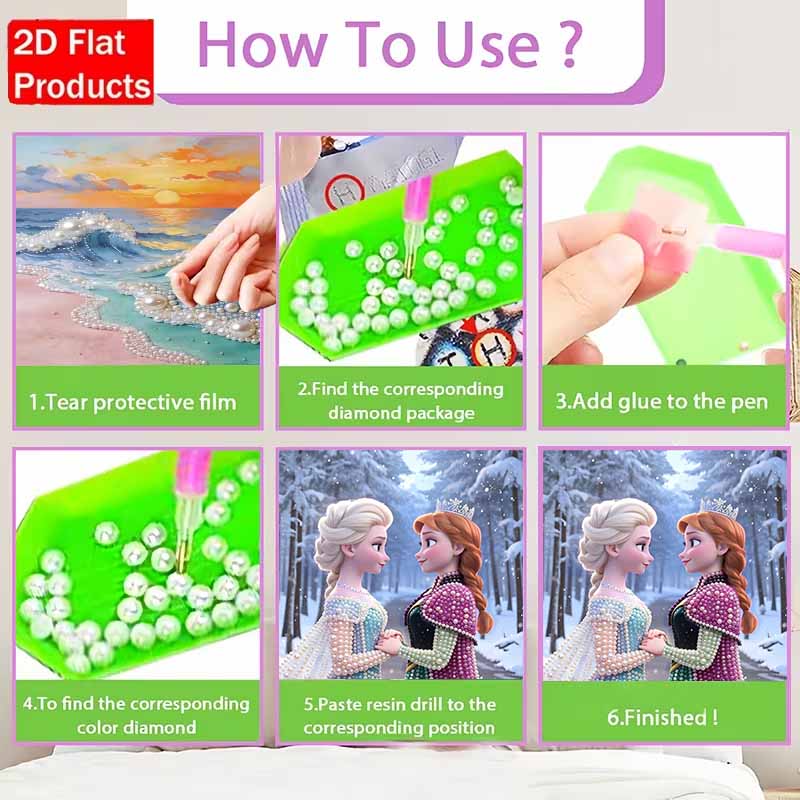 Disney Pearl Painting Frozen Elsa and Anna Sisterly Love 5D DIY Pearl Picture Crafts for Adults/Beginners Gift Ideas Home Decor