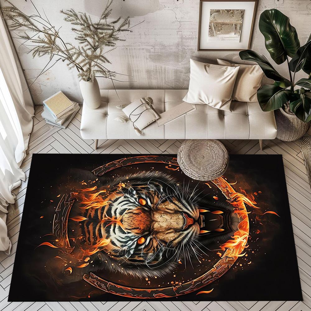 Colorful Tiger Portrait Floor Mats for Living Room, Bedroom and Room Decoration Are Suitable for Gifts.