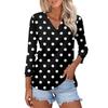 Top Casual da Donna Moda Sexy Comodo Scollo a V Maculato Manica a Tre Quarti