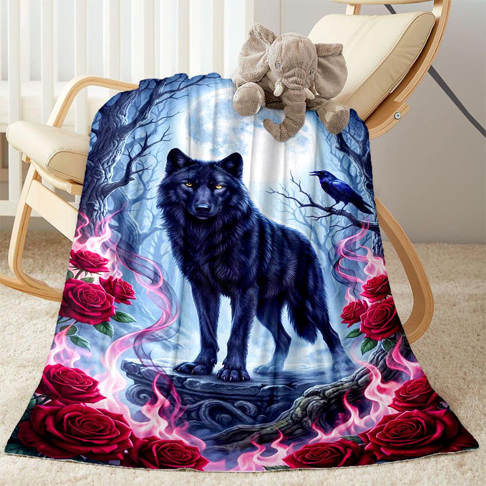 Wolf Moon Reflection Blanket,Suitable for sofas, offices, travel, living rooms, Gifts to relatives and friends, Blanket,Suitable for all seasons.