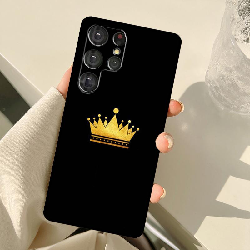 Queen King Crown Case For Samsung Galaxy S23 Ultra S21 S22 S24 S25 Ultra S9 S10 Plus S24 FE S20 FE Back Cover