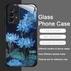 Retro Oil Painting Lotus Flower Pattern Tempered Glass Phone Case for Samsung Galaxy S26 S25 Ultra S24 S23 Plus S22 S21 FE Cover