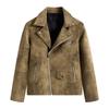 Popular high-end retro men's leather jacket shopping travel matte leather tie-dye trendy leather jacket men