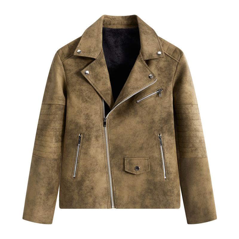 Popular high-end retro men's leather jacket shopping travel matte leather tie-dye trendy leather jacket men