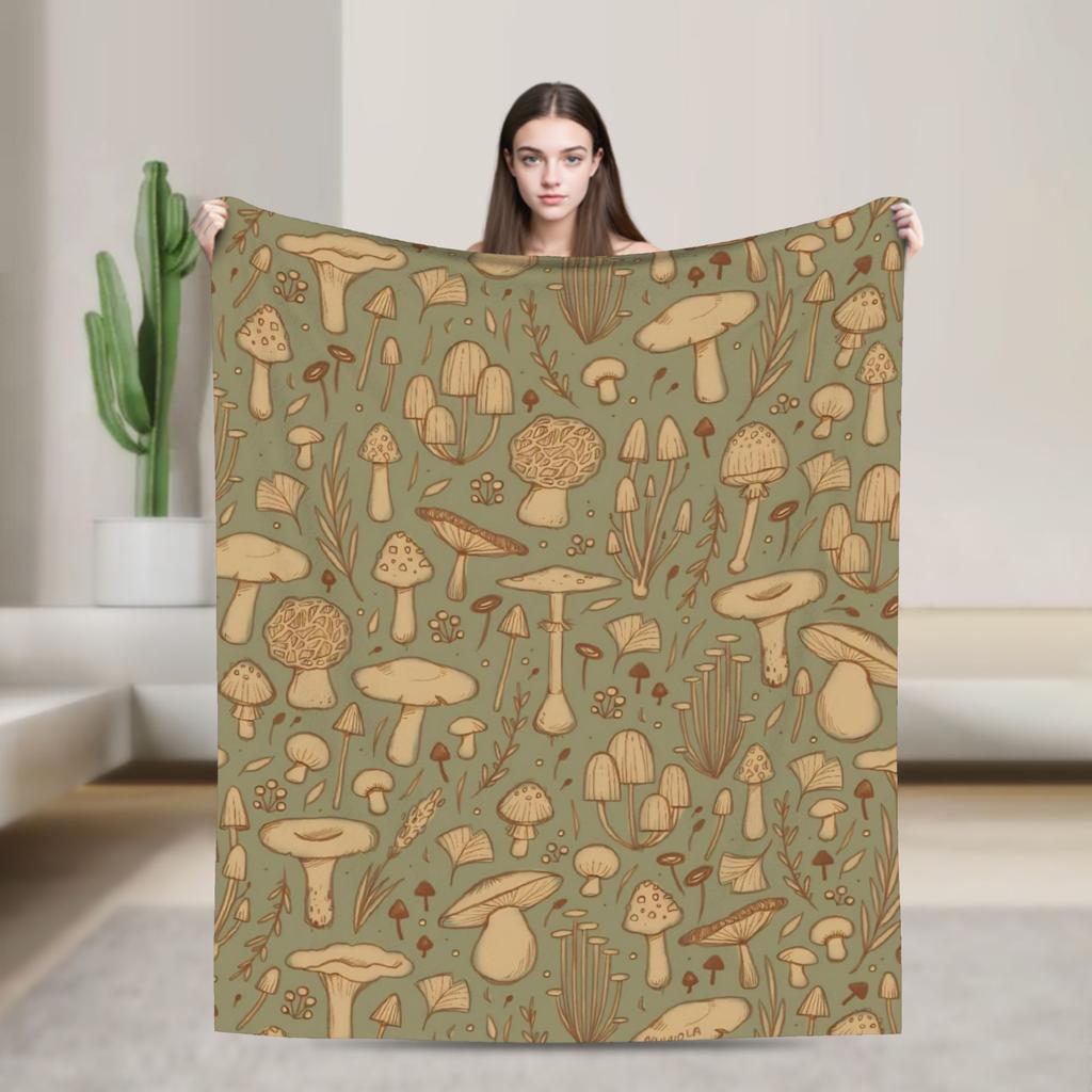 Cartoon Mushroom Blankets Fleece Decoration  Portable Super Warm Throw Blanket for Bedding Office Bedspreads