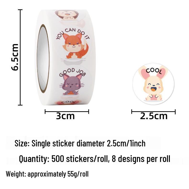 500 Sheets of Cute Animal Motivational Stickers for Kids - Reward, Praise, and Encourage Students