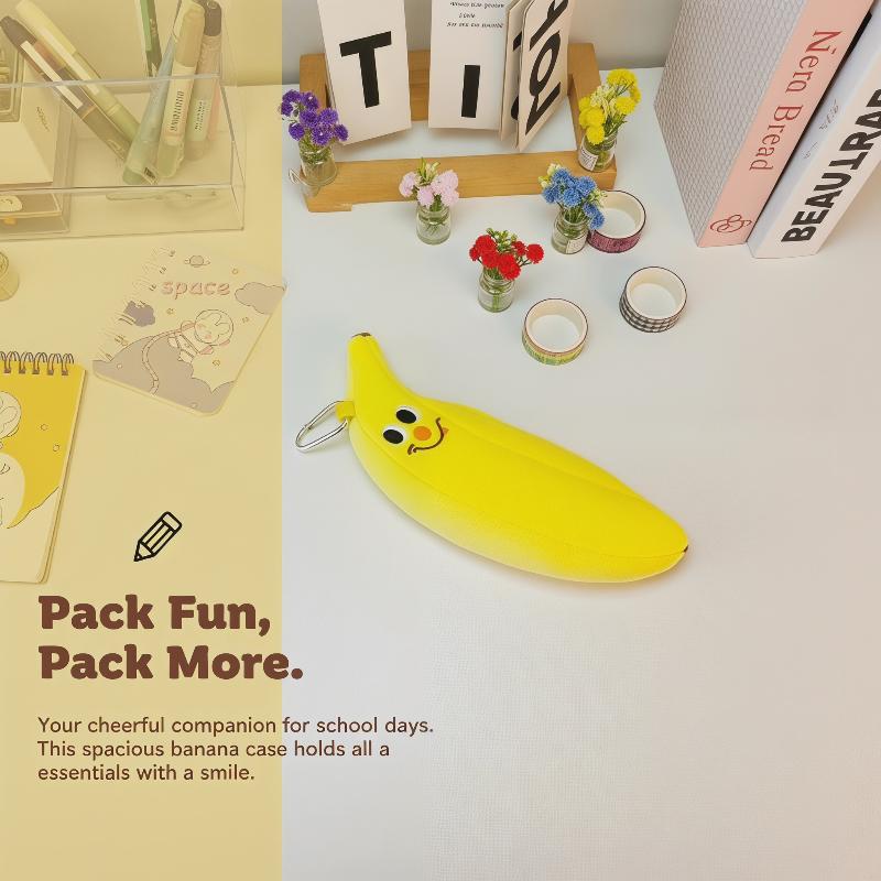 Sød Plys Banan Blyantstaske Kawaii Tegneserie Bananformet Pung Med Nøglering Til Opbevaring Af Skrivesager Og Taskepynt