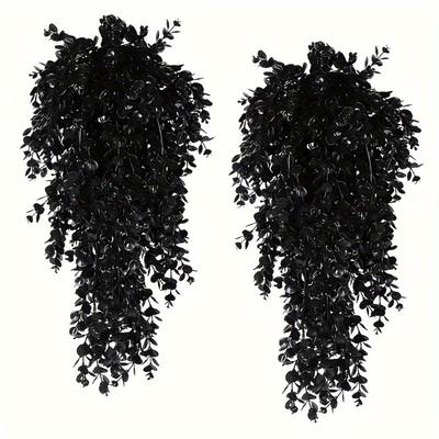 2pcFall Decor Black Garland, Black Decorations Halloween GarlandFall Wall Hanging Maple Leaves, Artificial Black Maple Leaf Vine