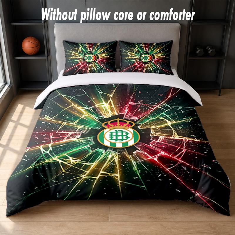 Real Betis Football Design Bed Bedding Set 1 Duvet Cover + 2 Pillowcases Soft Breathable Household Bed Linens
