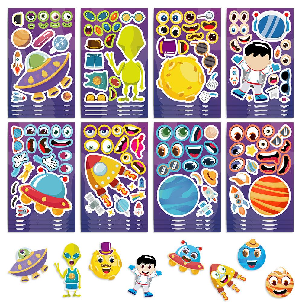 8 Cartoon Planet Space Astronaut Collage Hands-on DIY Handbook Mobile Phone Case Decoration