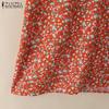 ZANZEA Women V-Neck Summer Casual Short Sleeve Floral Dress