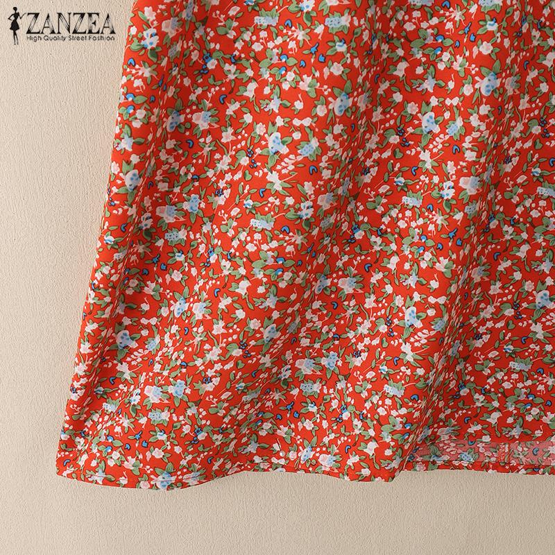 ZANZEA Women V-Neck Summer Casual Short Sleeve Floral Dress