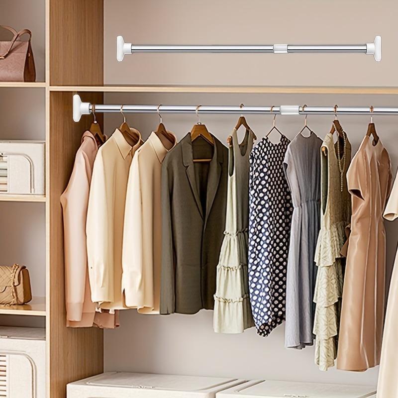 Prostorově úsporný nastavitelný teleskopický věšák - Kovový nástěnný s úložným boxem, Ideální pro organizaci šatníku, koupelny, ložnice a obývacího pokoje