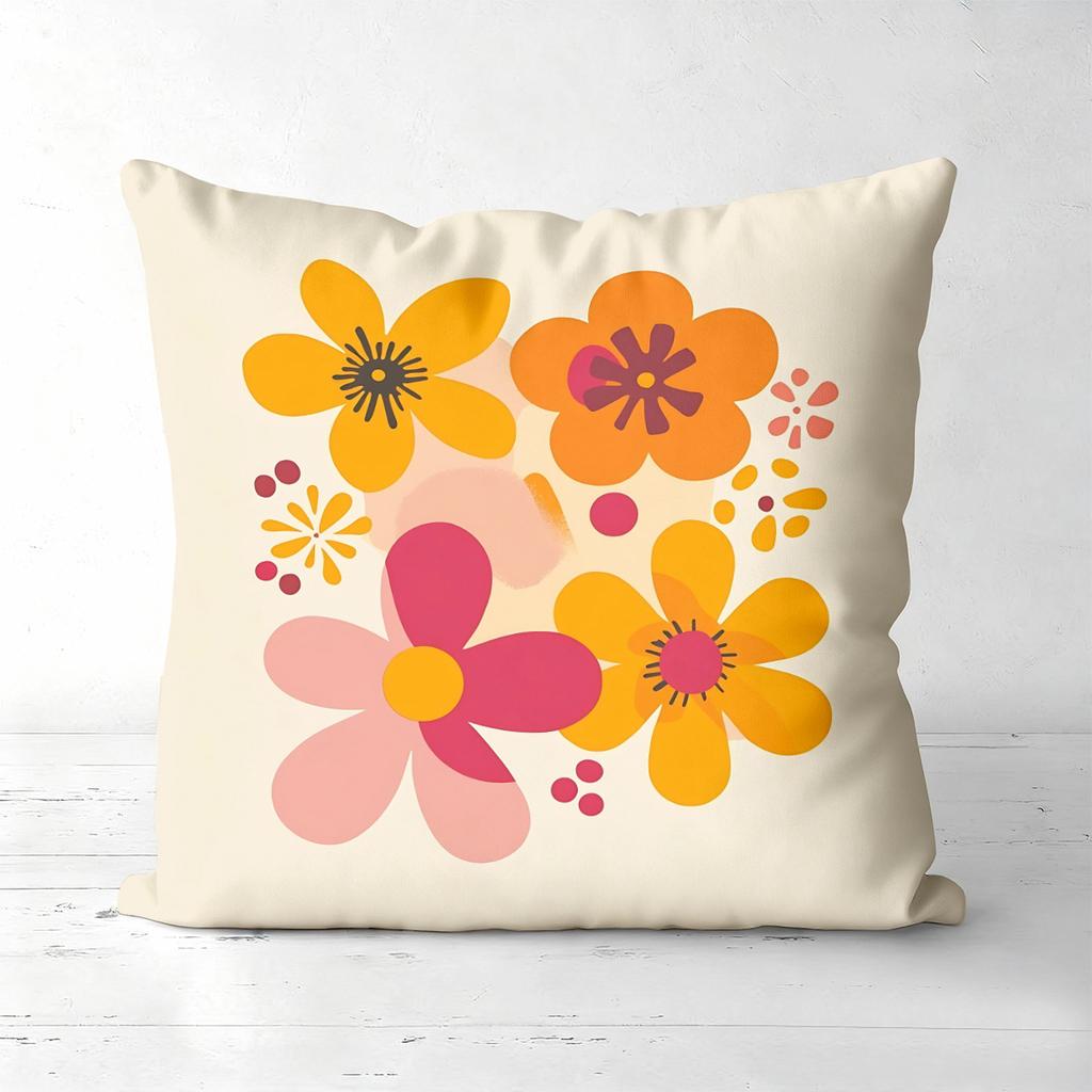 Boho Retro Floral Throw Pillow Covers Set of 4 Pattern Cushion Cover Suitable for Sofa Bedroom Car Pillow Cover