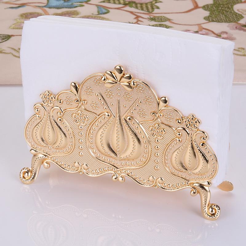 European restaurant dining table tissue holder high-grade zinc alloy three-dimensional simple retro western restaurant tissue holder storage