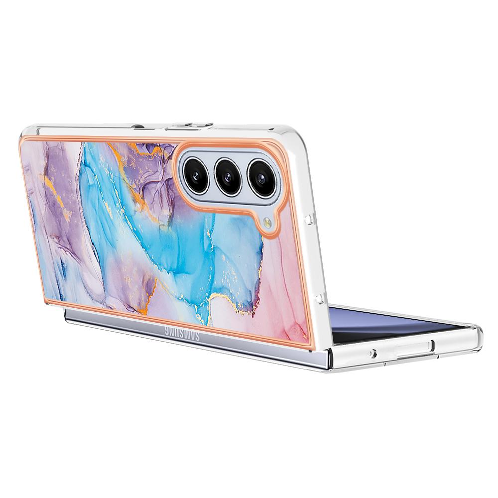 For Samsung Galaxy Z Fold5 5G Case with IMD Marble Flower Pattern TPU Mobile Back Cover