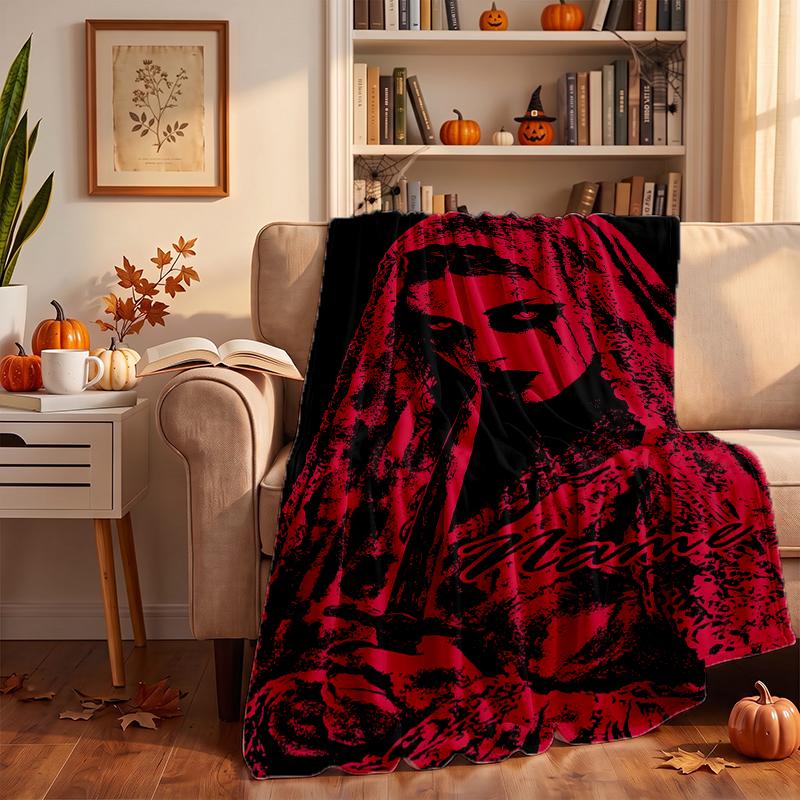 Dark Gothic Custom Flannel Blankets Soft Warm Cozy Throws for Home Decor Holiday Gifts